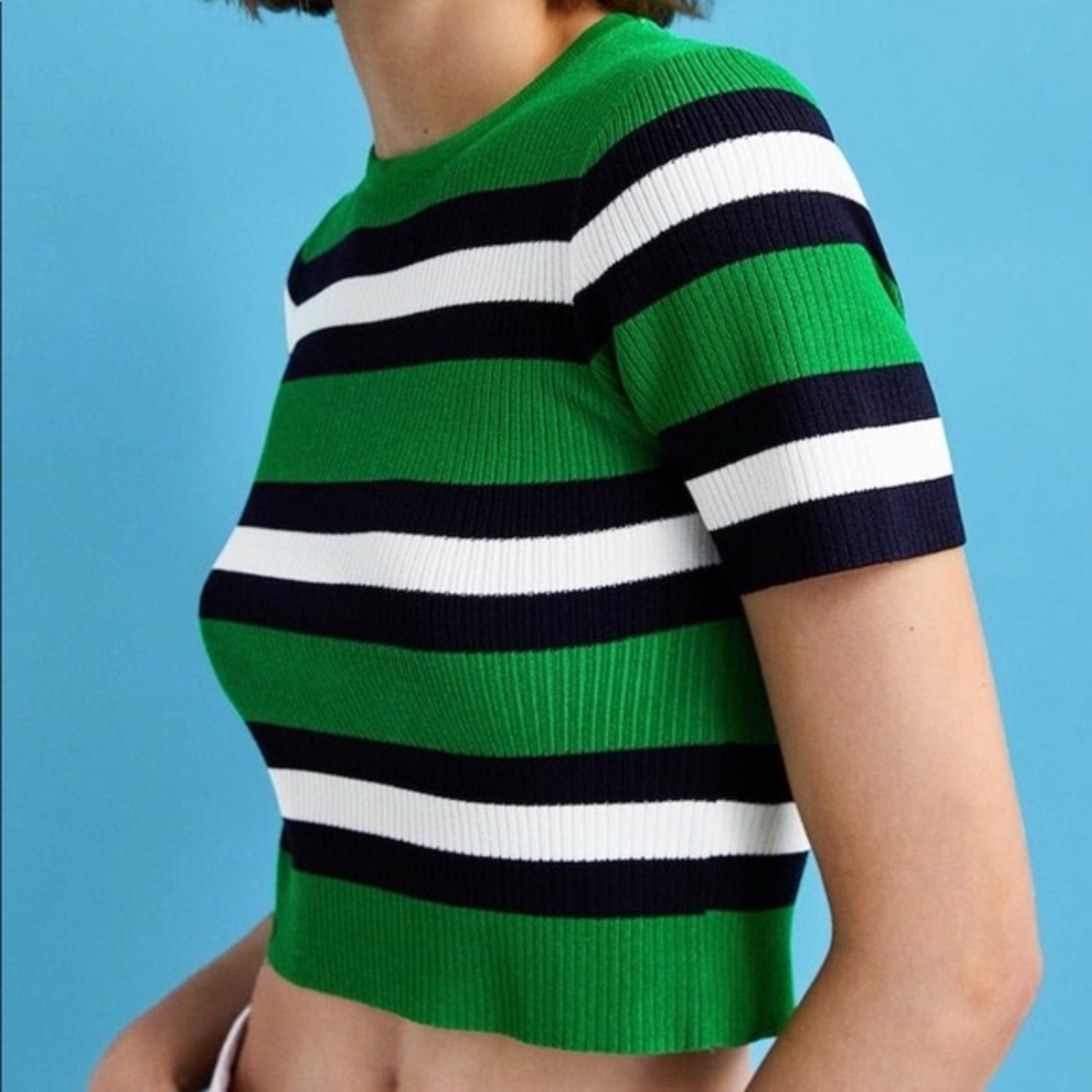 Zara Cropped Ribbed Knit Sweater